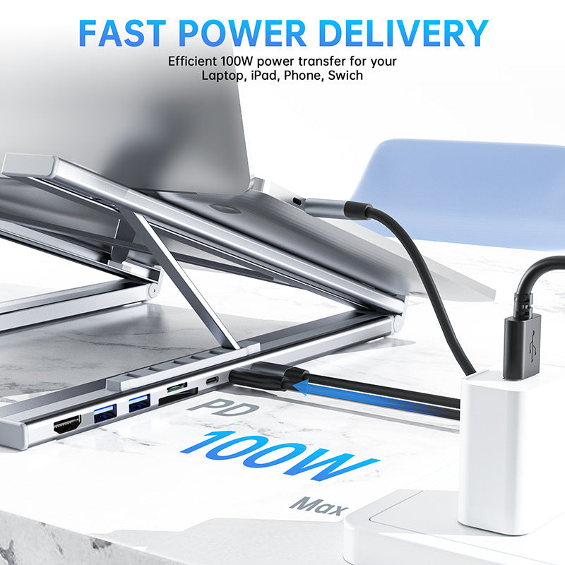 Aluminum Alloy Docking Station with Multiple Ports & Stand