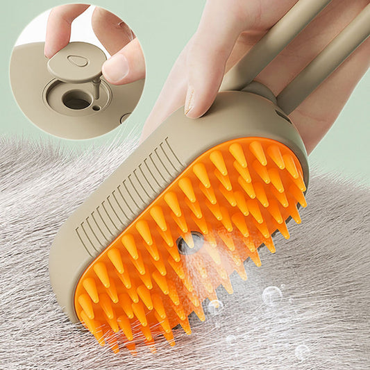 3-in-1 Electric Pet Steam Brush for Grooming, Massage & Hair Removal