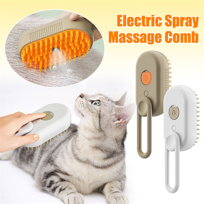 3-in-1 Electric Pet Steam Brush for Grooming, Massage & Hair Removal