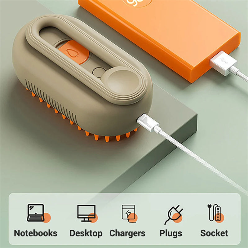 3-in-1 Electric Pet Steam Brush for Grooming, Massage & Hair Removal