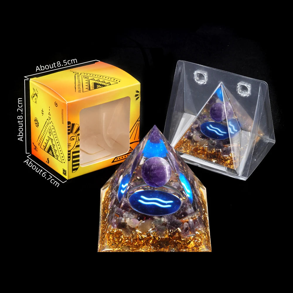 Twelve Constellations Amethyst Pyramid – Handmade Crystals