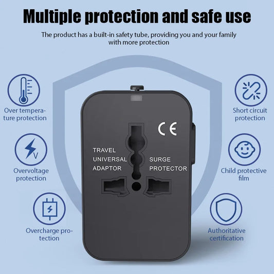 All-in-One Travel Plug Converter with USB Ports