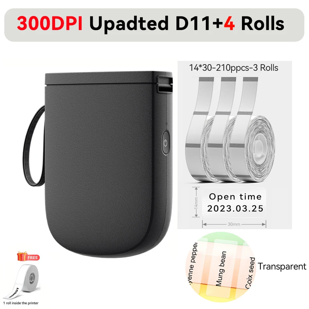 Premium Bluetooth Portable Label Printer – USB Rechargeable & Inkless for iOS/Android