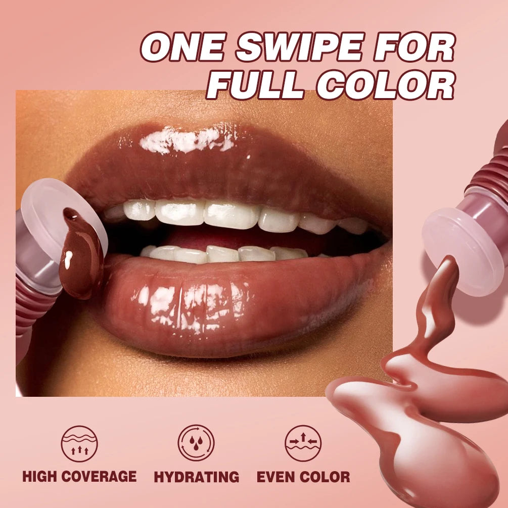 QIBEST Crystal Jelly Lip Oil – Hydrating Tinted Lip Gloss & Lip Balm