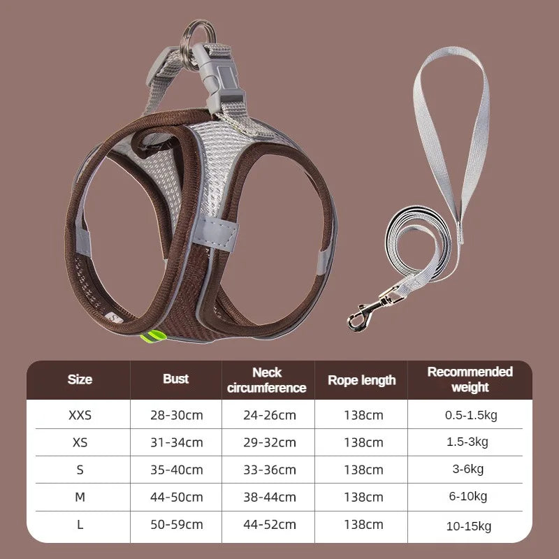 Puppy Harness Set – Adjustable Dog & Cat Harness with Leash