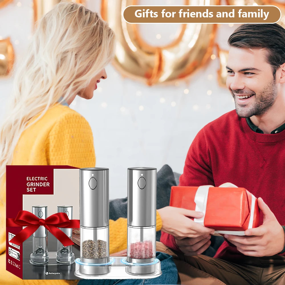 Electric Pepper Grinder – USB Rechargeable Stainless Steel Salt & Pepper Mill