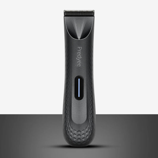 Black hair trimmer with 'Pudyee' branding on a gradient background