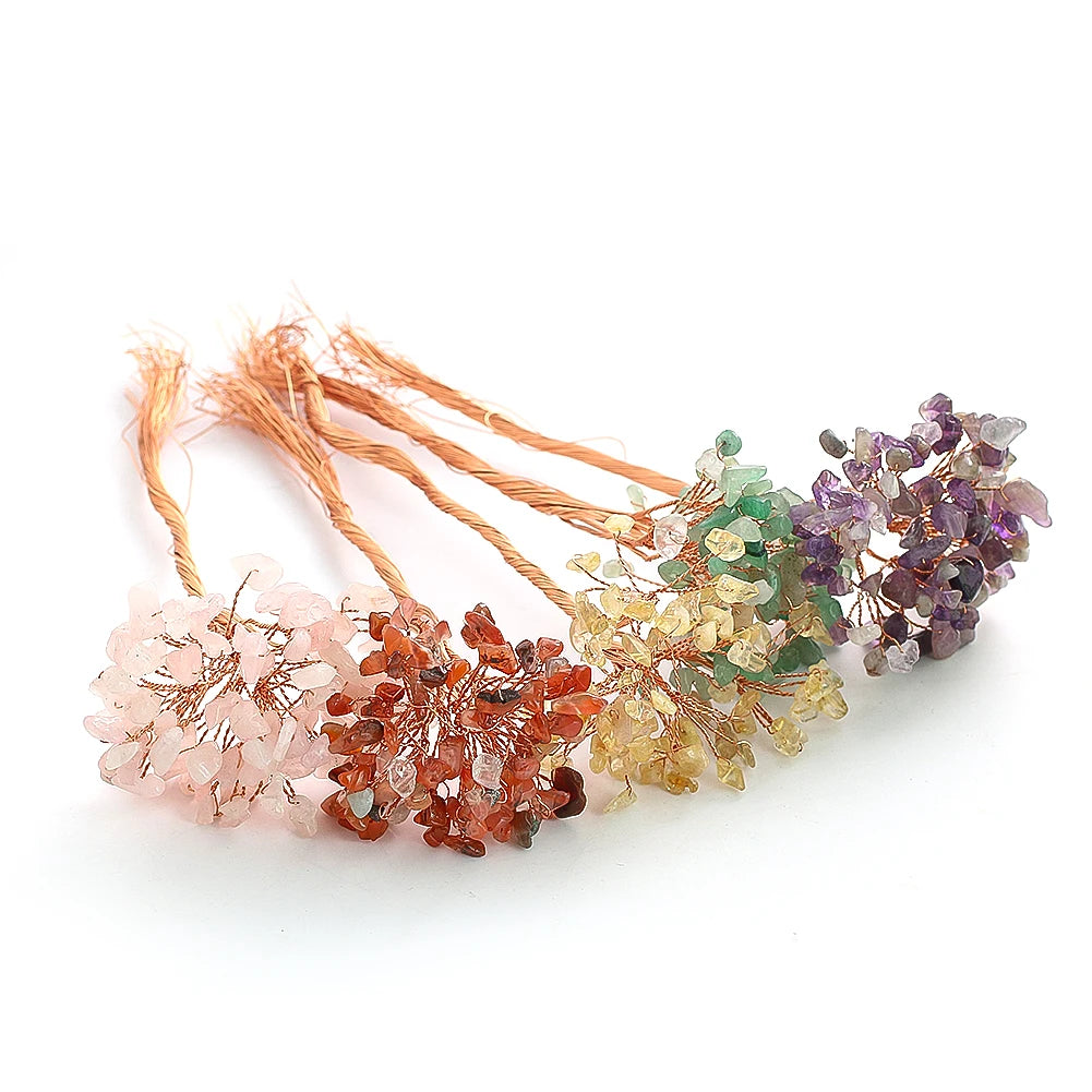 Set of colorful crystal bundles on a white background