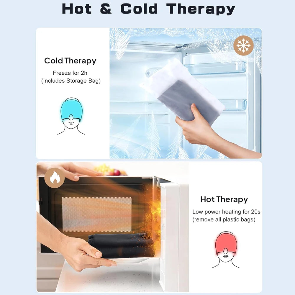 Gel Ice Headache & Migraine Relief Hat – Hot & Cold Therapy Cap