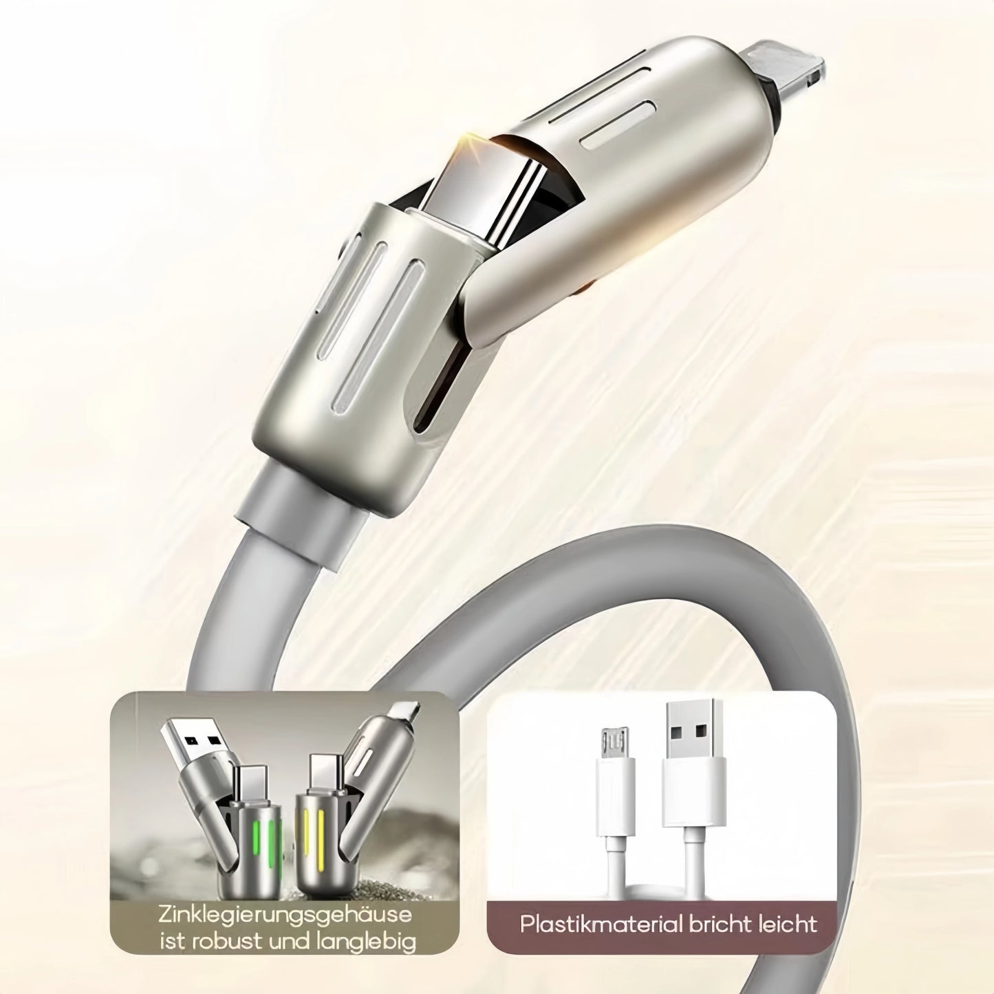4-in-1 USB Type-C Fast Charging Cable with Ultra-Fast Data Transfer