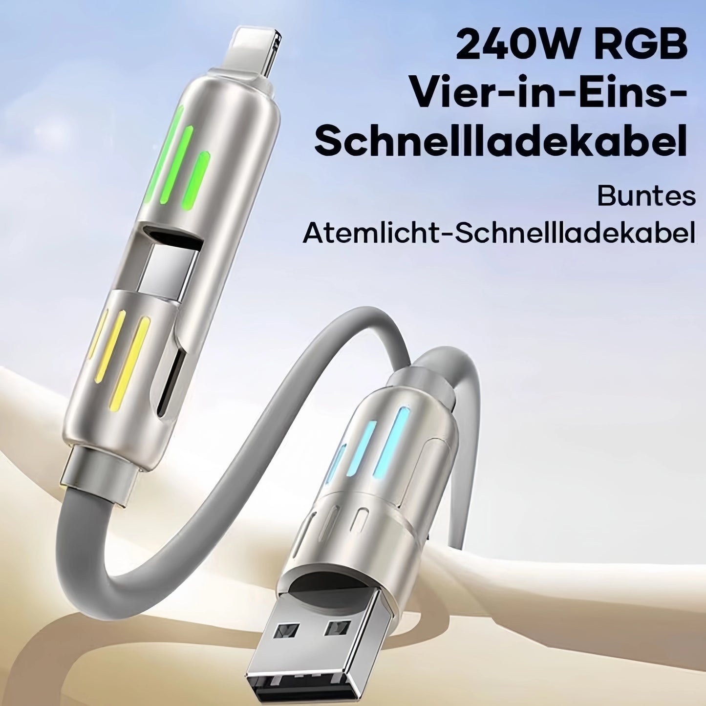 4-in-1 USB Type-C Fast Charging Cable with Ultra-Fast Data Transfer