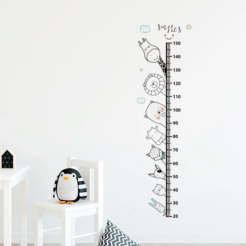 Adorable Animal Height Chart Wall Stickers for Kids Room