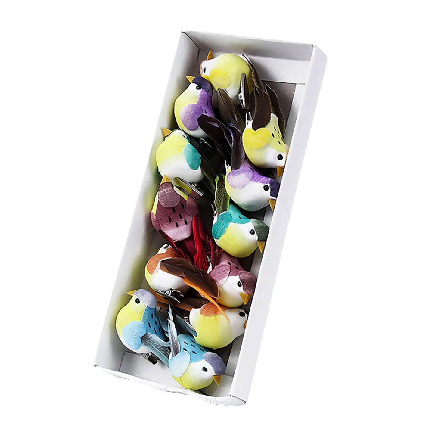 12pcs Mini Artificial Foam Birds with Clips