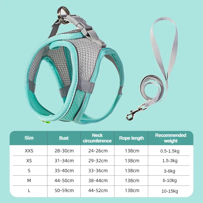 Puppy Harness Set – Adjustable Dog & Cat Harness with Leash