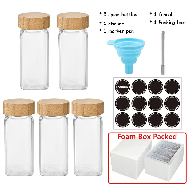 Glass Spice Jars with Bamboo Lids