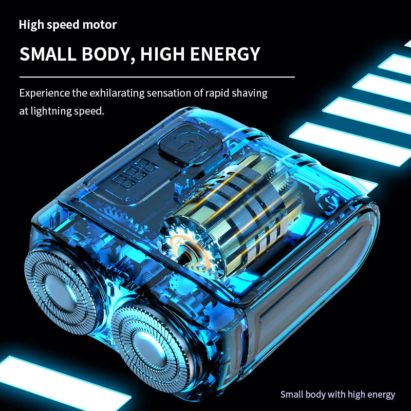 High-speed motor with transparent casing on a black background