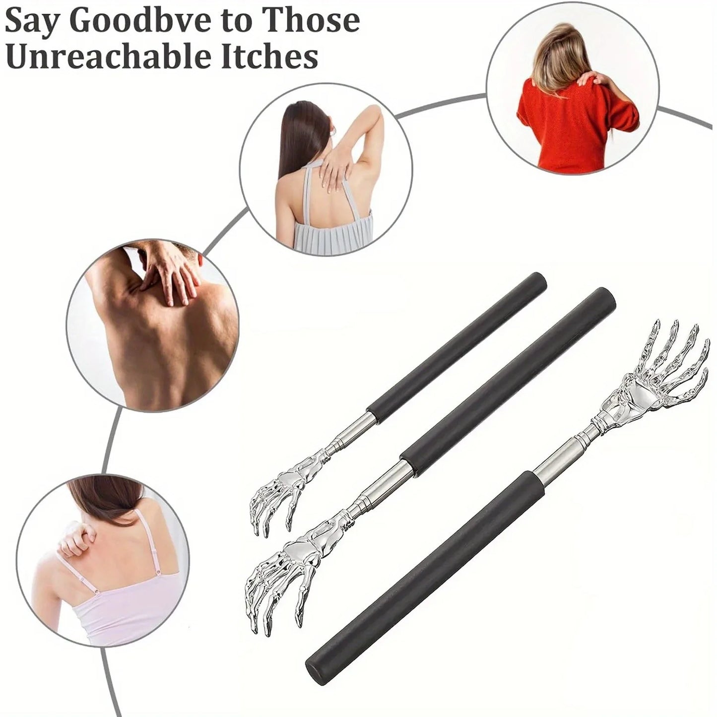 Portable Extendable Back Scratcher – Stainless Steel Telescopic Back Massager for Humans & Pets