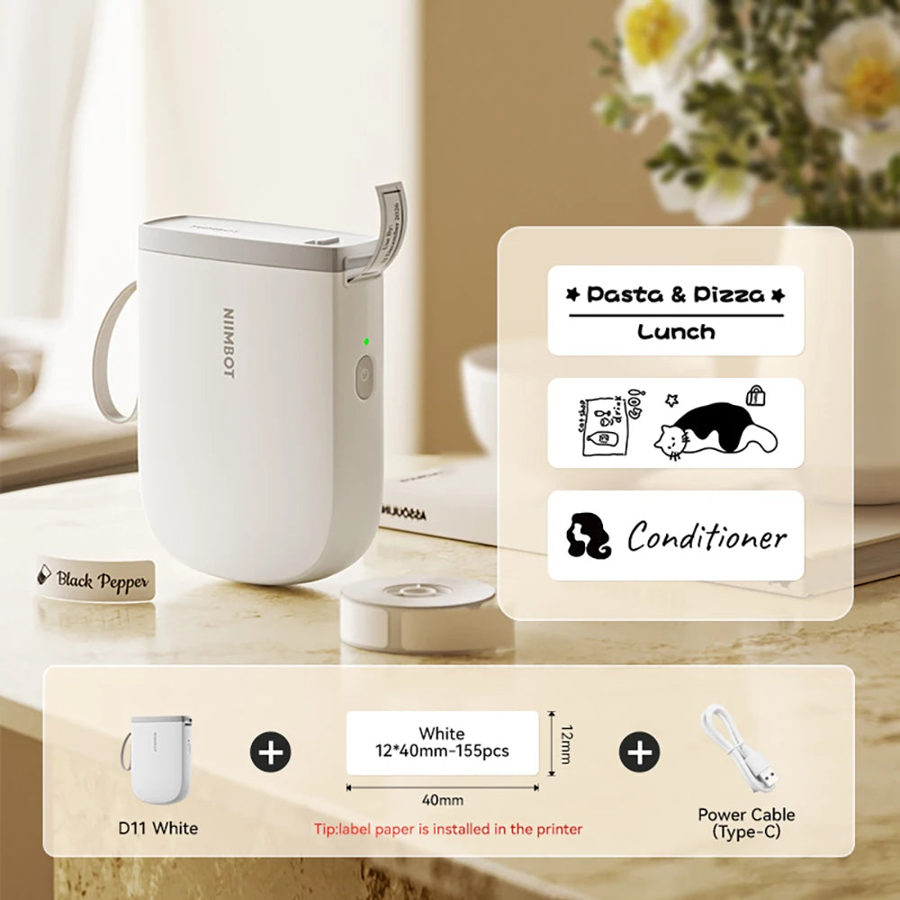 Premium Bluetooth Portable Label Printer – USB Rechargeable & Inkless for iOS/Android