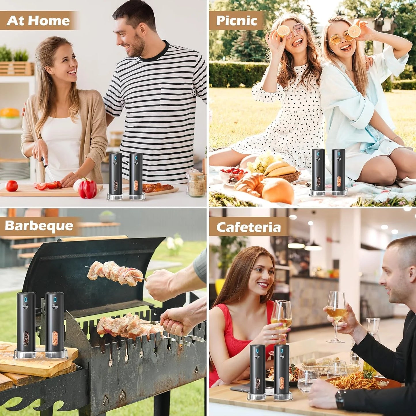 Upgraded Electric Salt & Pepper Grinder Set – USB Rechargeable Automatic Mills