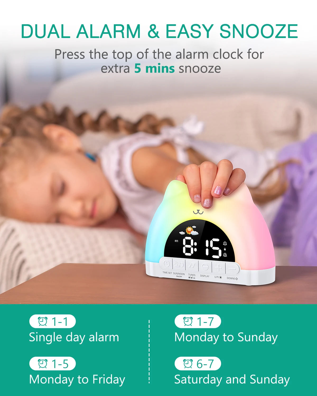 ORIA Kids Alarm Clock – Sleep Training Wake Up Clock with Night Light & Music