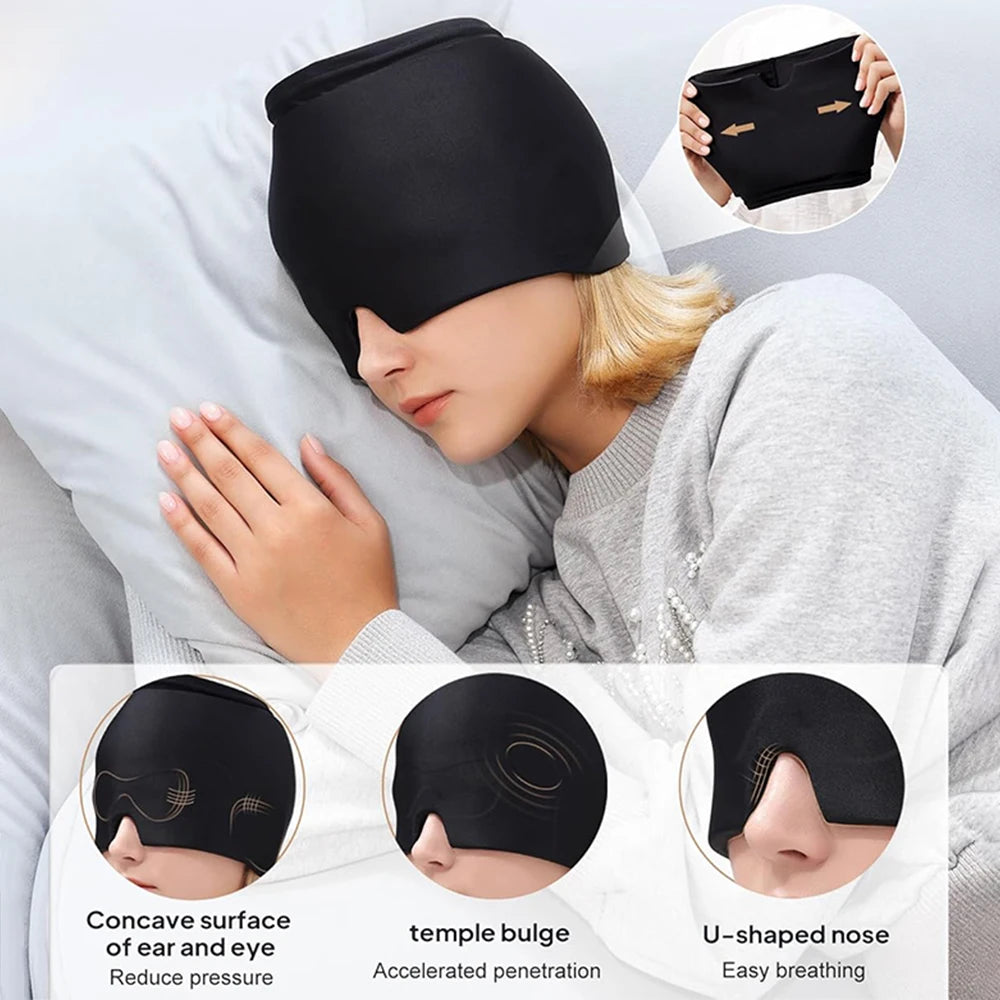 Gel Ice Headache & Migraine Relief Hat – Hot & Cold Therapy Cap