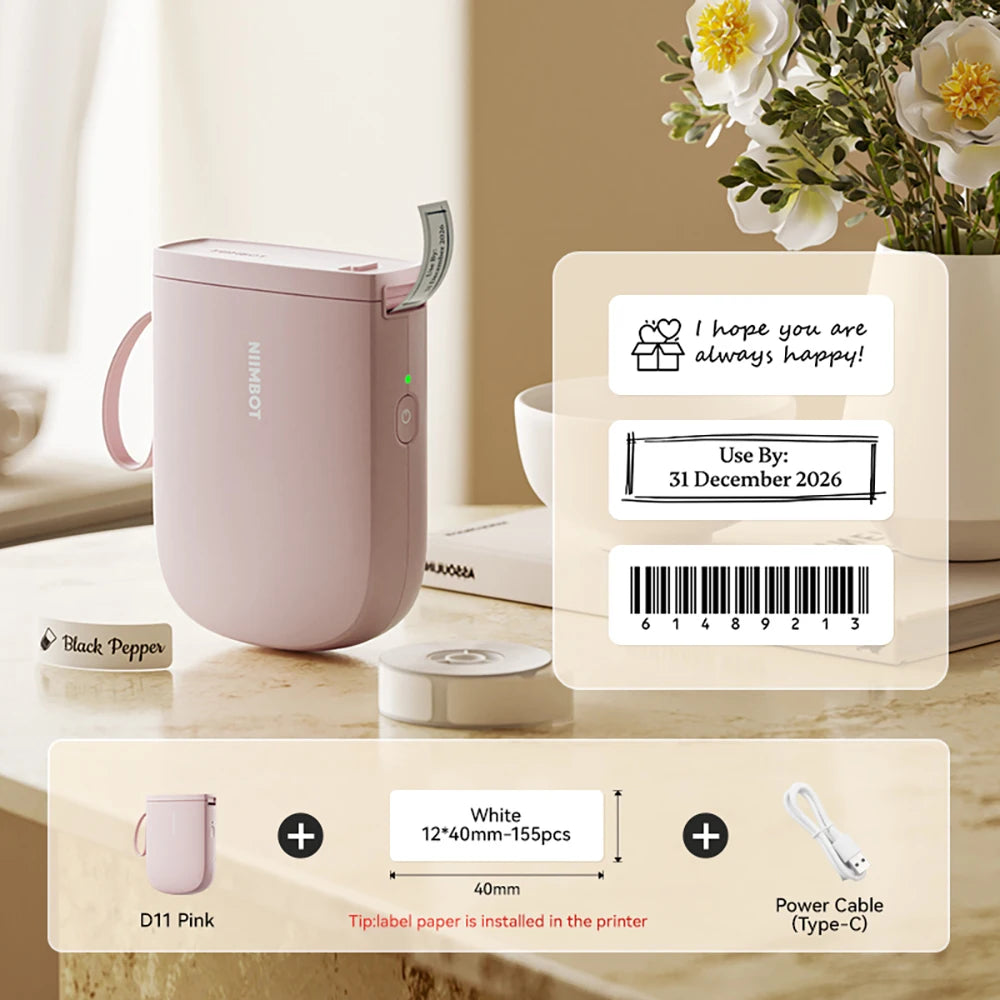 Premium Bluetooth Portable Label Printer – USB Rechargeable & Inkless for iOS/Android