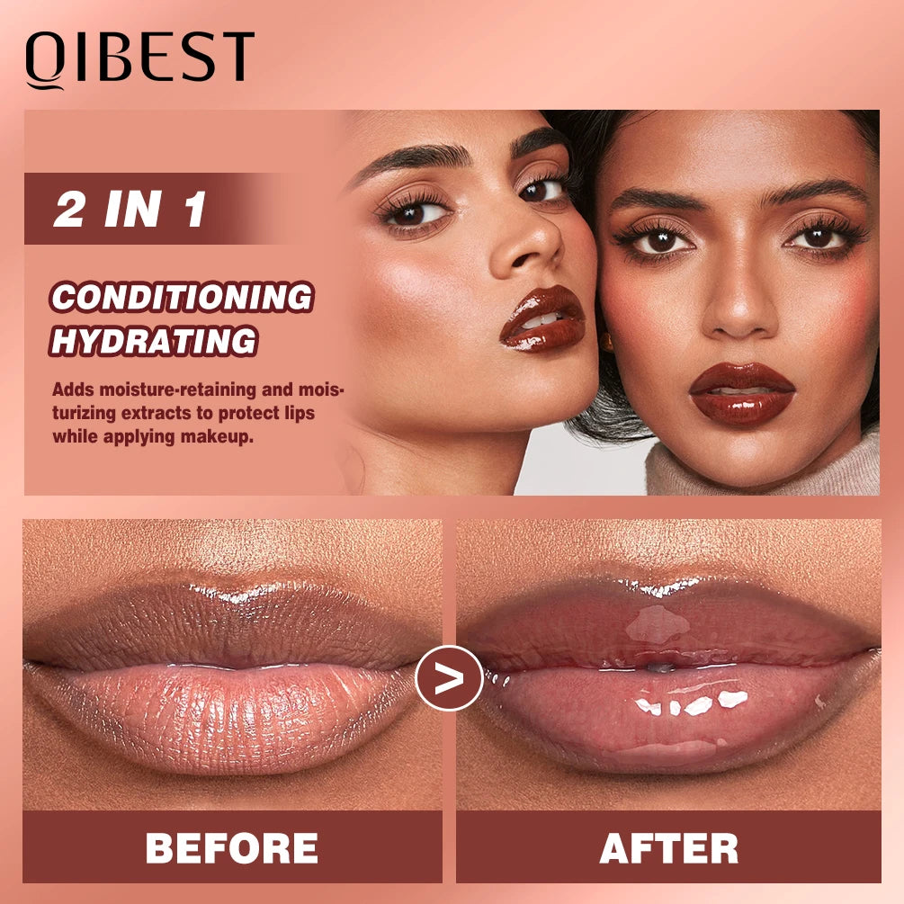 QIBEST Crystal Jelly Lip Oil – Hydrating Tinted Lip Gloss & Lip Balm