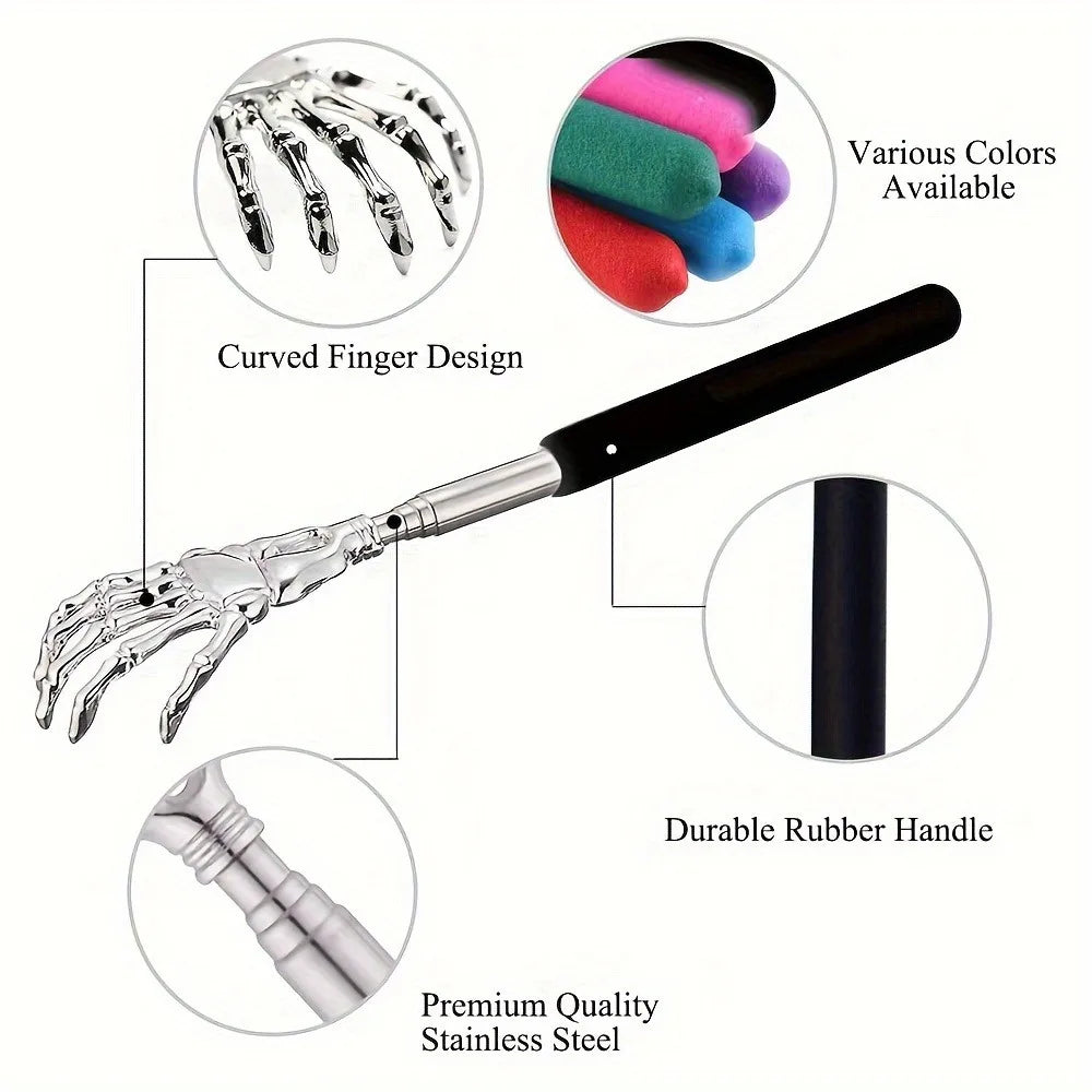 Portable Extendable Back Scratcher – Stainless Steel Telescopic Back Massager for Humans & Pets