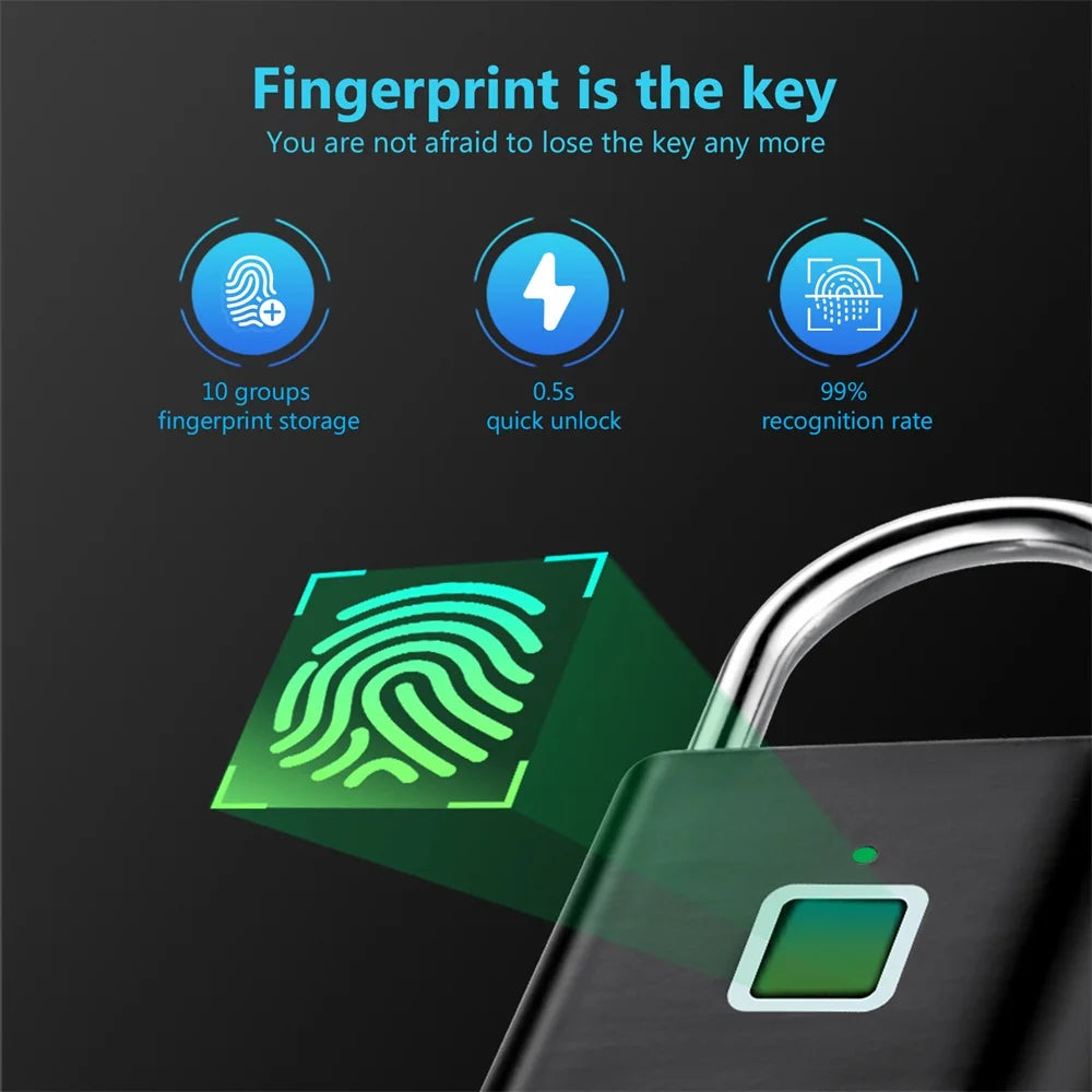 USB Rechargeable Fingerprint Padlock
