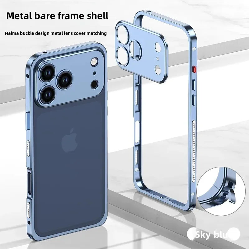 Blue Luxury Aluminum Alloy iPhone 17 Pro Max / 17 Air / 17 Pro Case | Slim Rugged Frame with Heat Dissipation & Anti-Drop Protection
