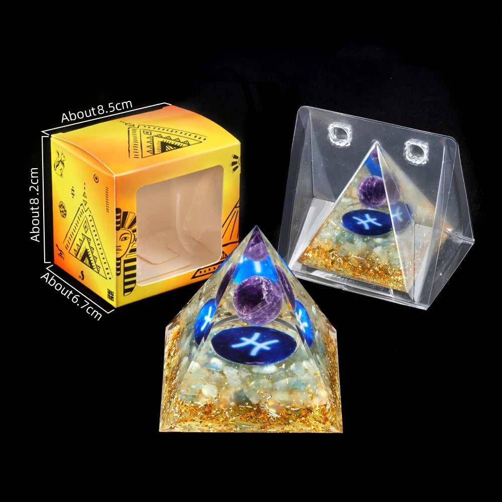 Twelve Constellations Amethyst Pyramid – Handmade Crystals