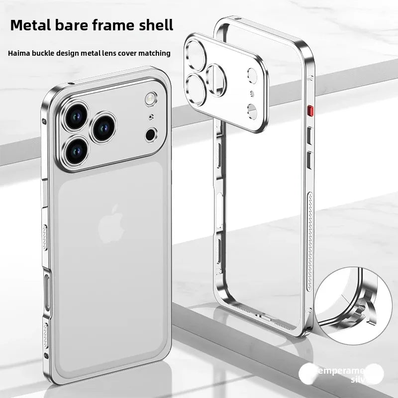White Premium Aluminum Alloy iPhone 17 Pro Max / 17 Air / 17 Pro Case | Slim Rugged Frame with Heat Dissipation & Anti-Drop Protection