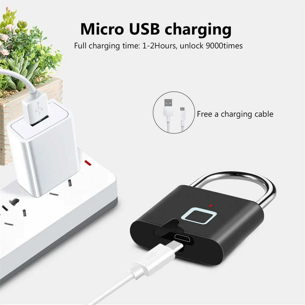 USB Rechargeable Fingerprint Padlock