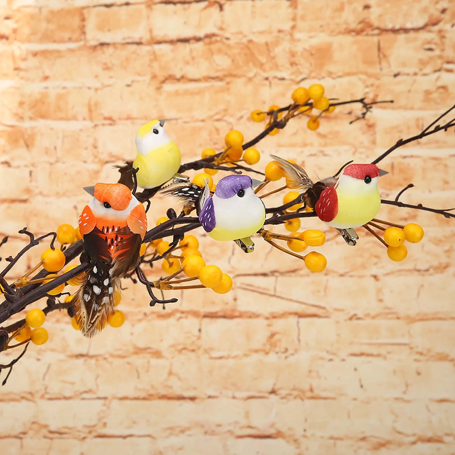12pcs Mini Artificial Foam Birds with Clips