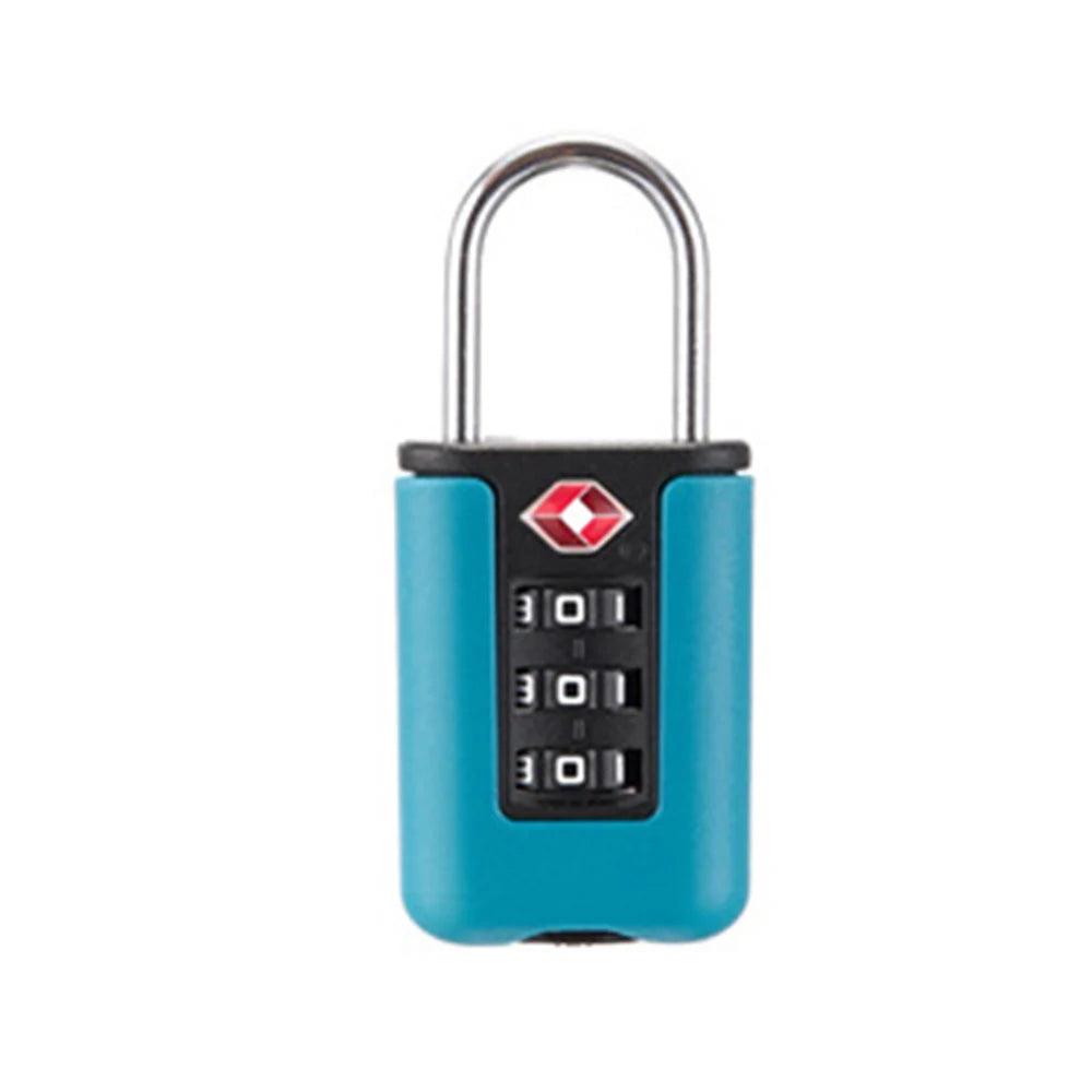 Blue combination lock on a white background