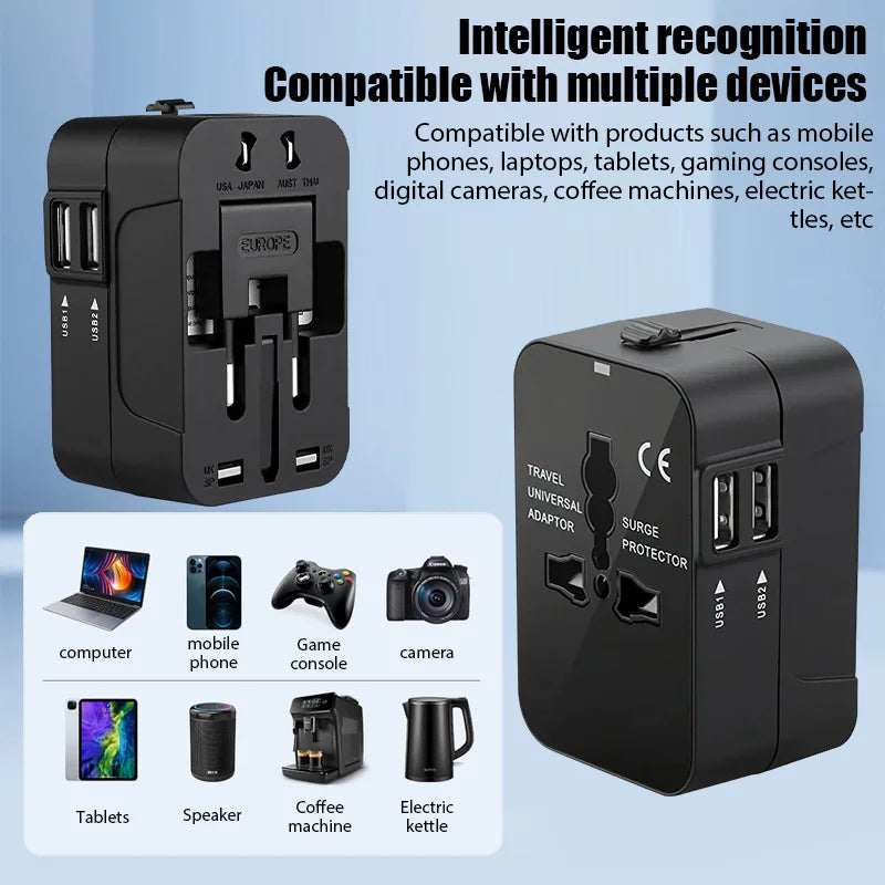 All-in-One Travel Plug Converter with USB Ports