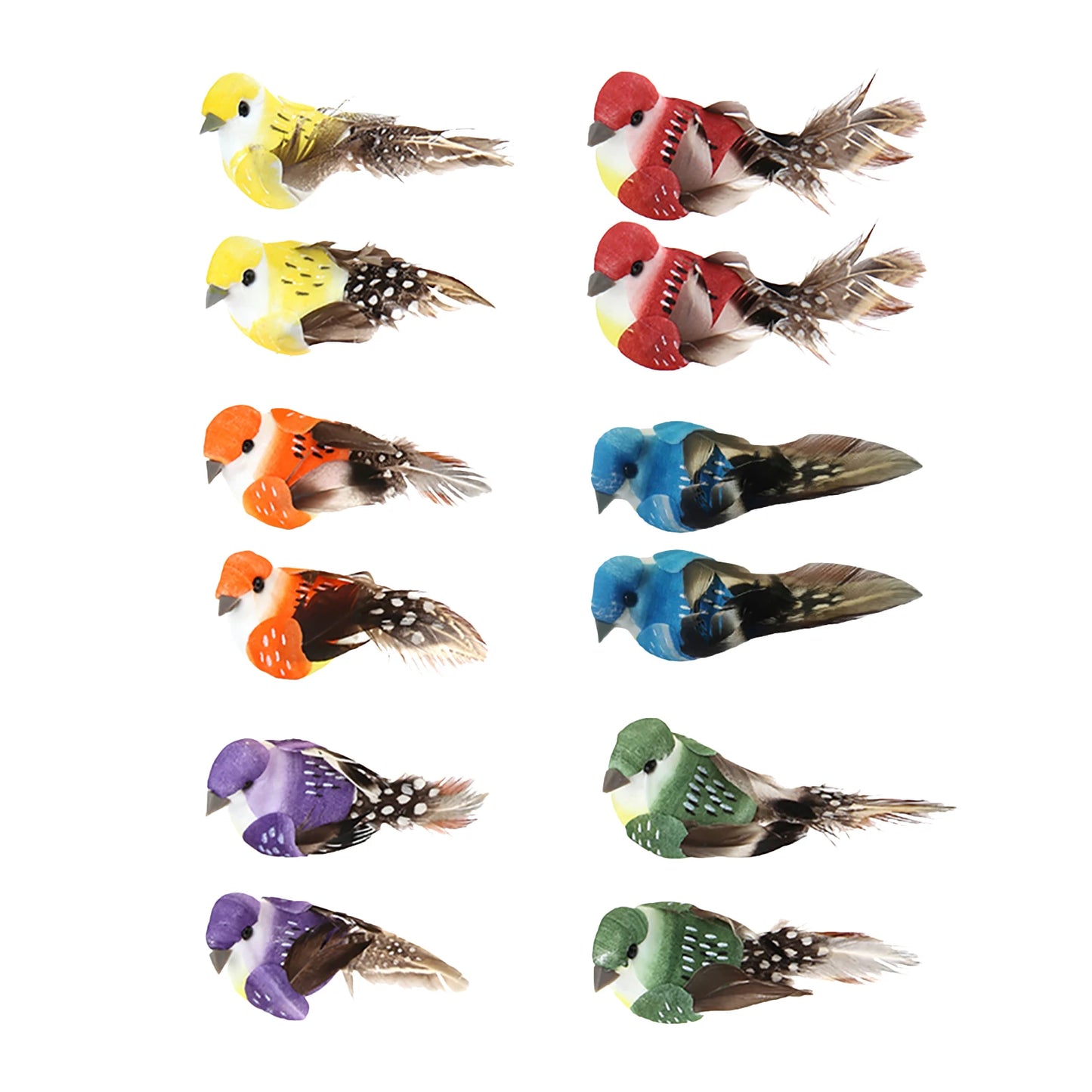 12pcs Mini Artificial Foam Birds with Clips