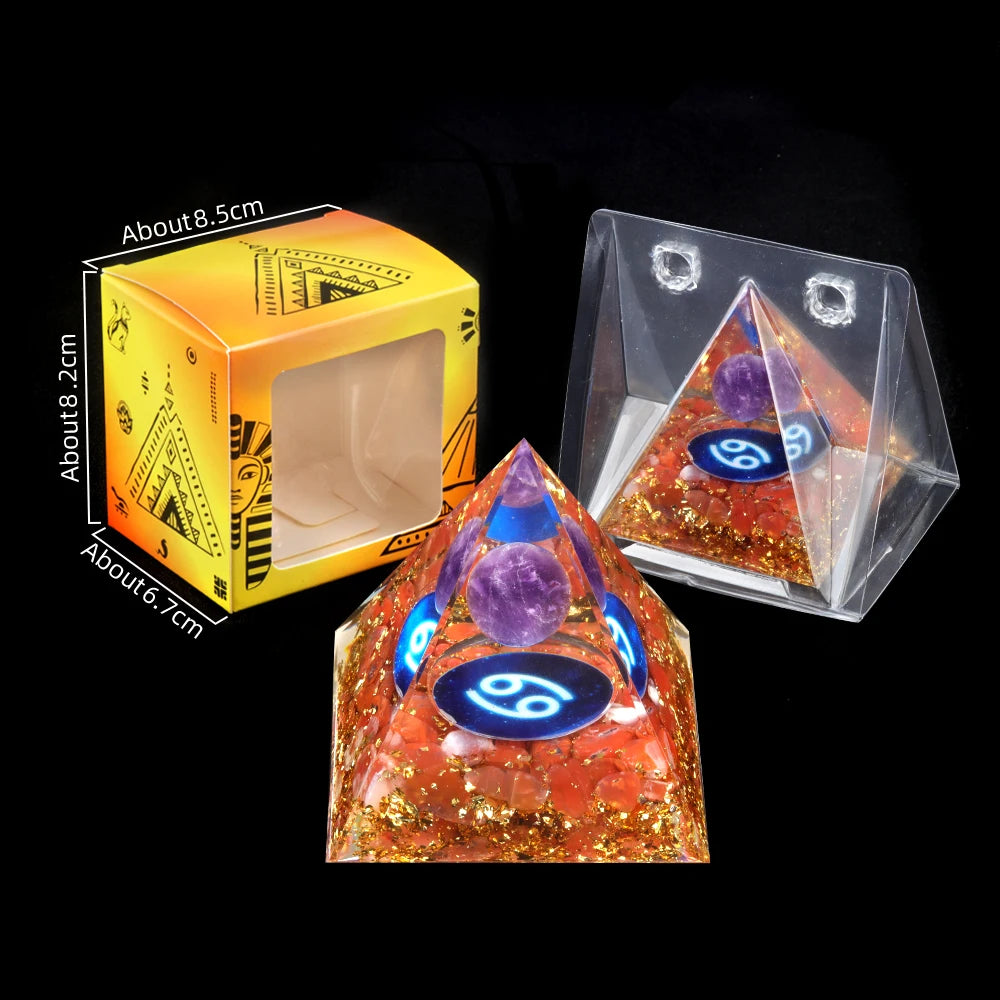 Twelve Constellations Amethyst Pyramid – Handmade Crystals