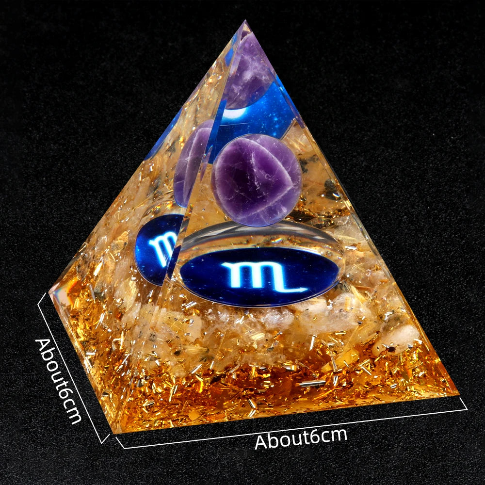 Twelve Constellations Amethyst Pyramid – Handmade Crystals