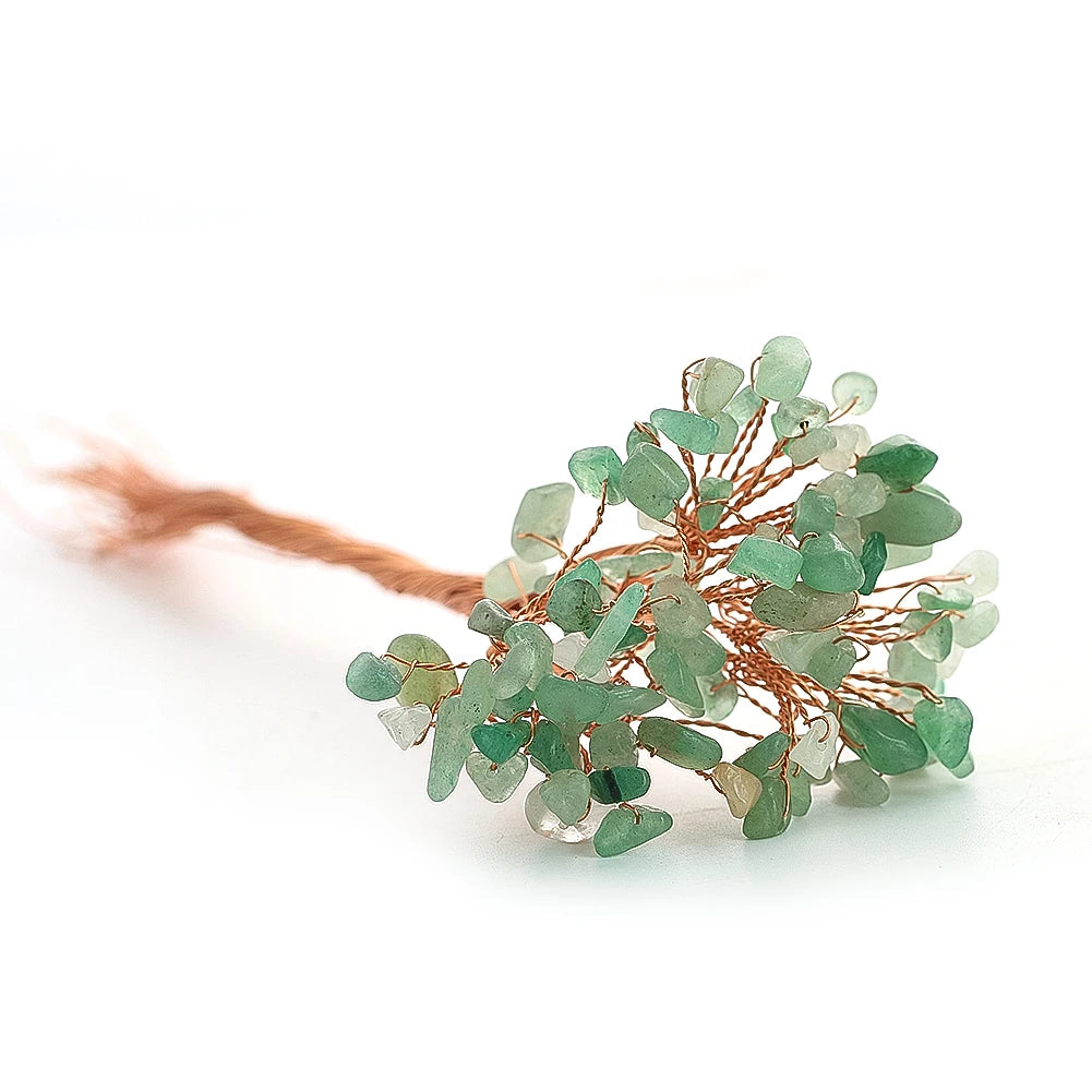 5pcs Natural Crystal Stone Flower Bouquet – Handmade Copper Wire Weaving Ornament
