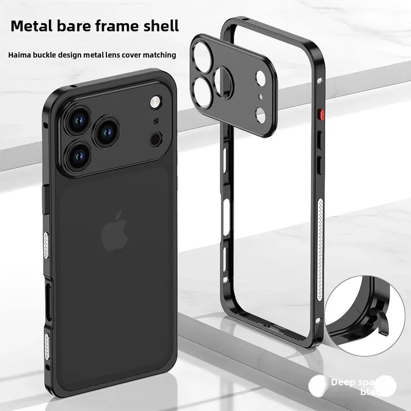 Black Premium Aluminum Alloy iPhone 17 Pro Max / 17 Air / 17 Pro Case | Slim Rugged Frame with Heat Dissipation & Anti-Drop Protection