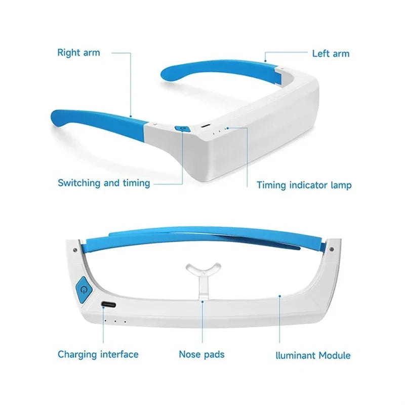 Light Therapy Glasses – Blue & White Dual-Light Phototherapy for Eye Care and Relaxation