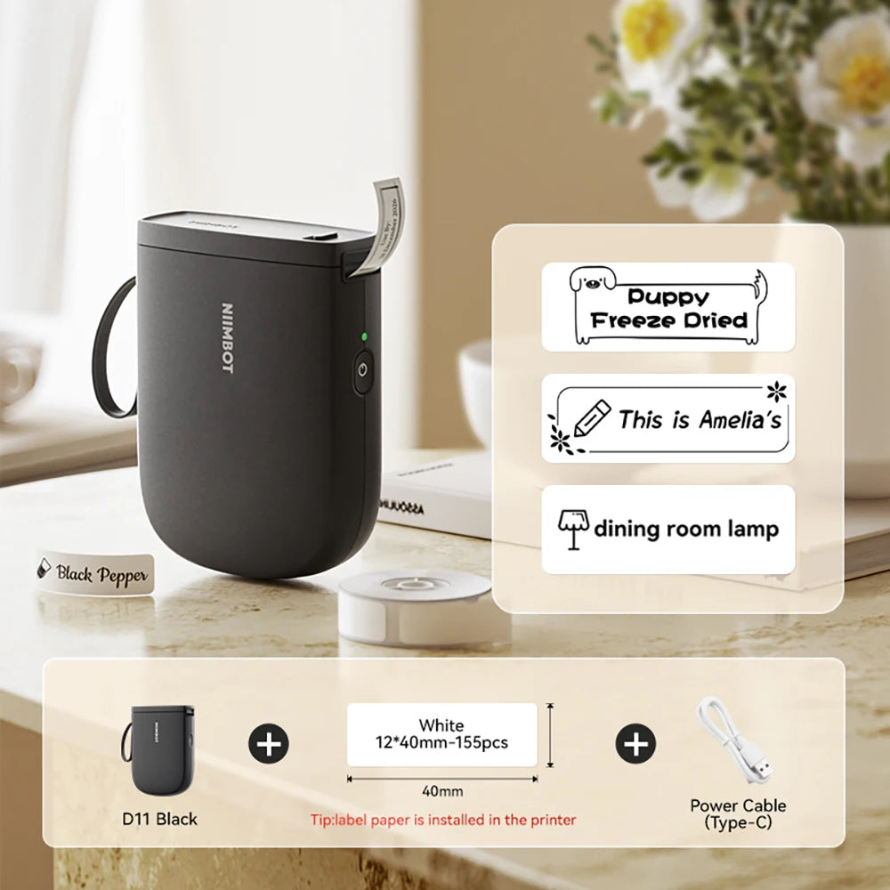 Premium Bluetooth Portable Label Printer – USB Rechargeable & Inkless for iOS/Android