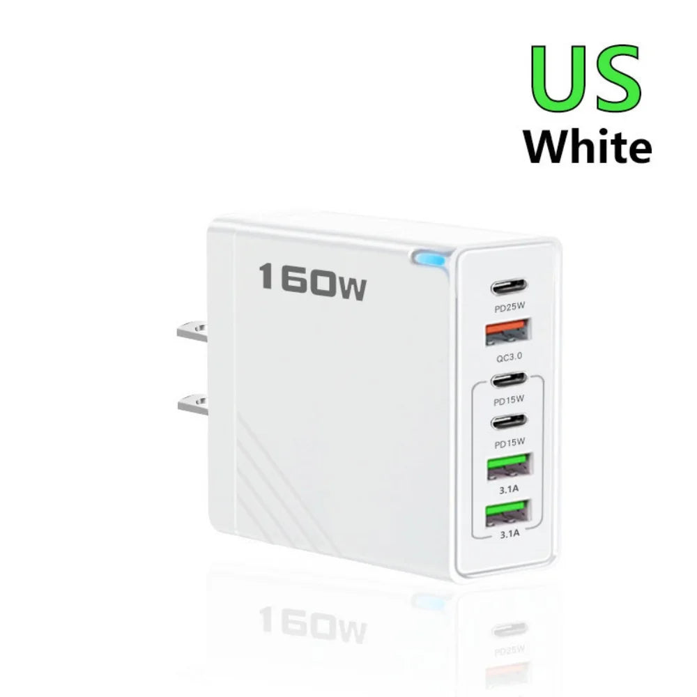 160W Multi-Port USB-C Fast Charger Adapter – EU/US/UK Plug