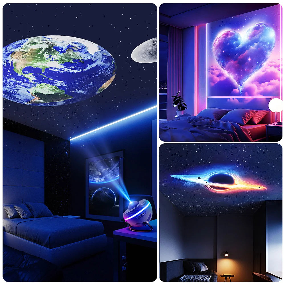 Starry Galaxy Projector - 13 Modes, 6 RGB Lights, Timer & Rotation