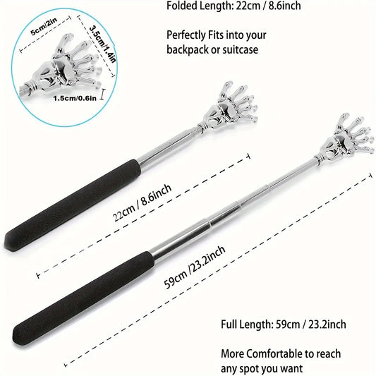 Portable Extendable Back Scratcher – Stainless Steel Telescopic Back Massager for Humans & Pets