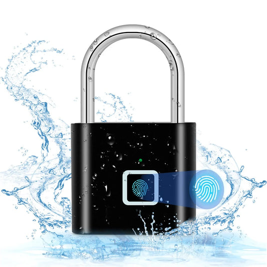 Fingerprint lock with water splash effects on a white background