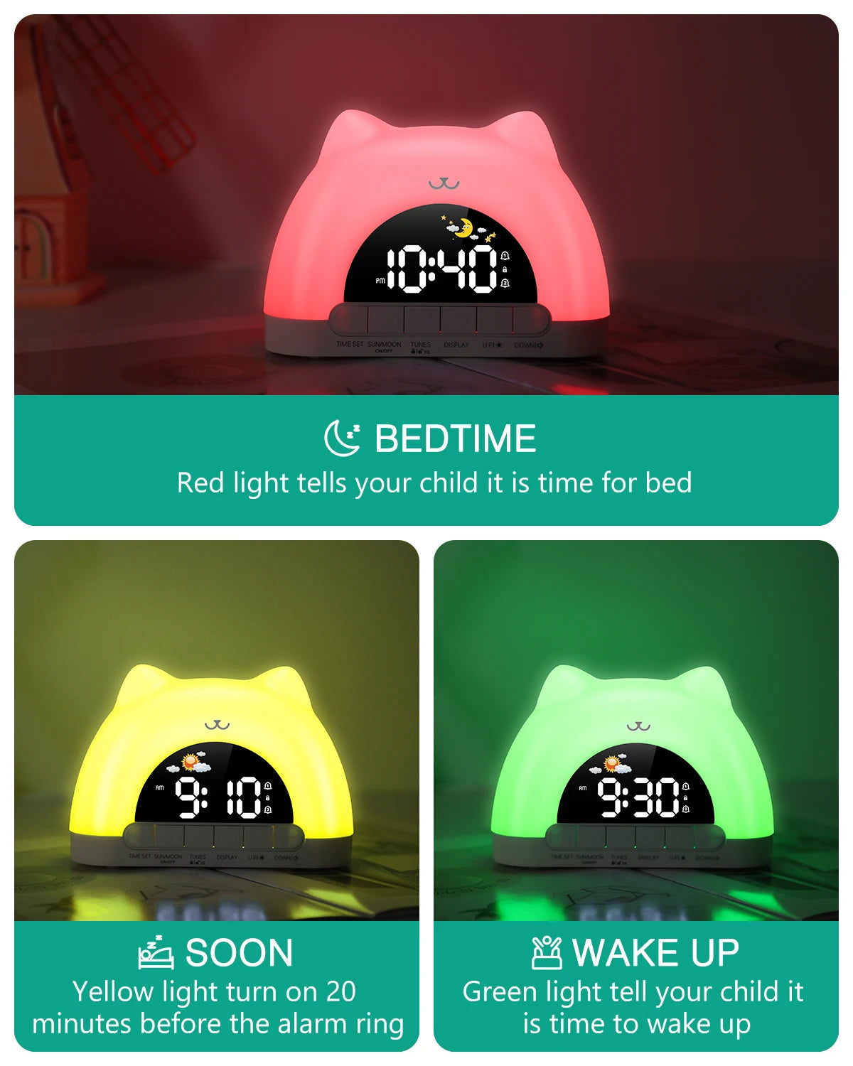 ORIA Kids Alarm Clock – Sleep Training Wake Up Clock with Night Light & Music