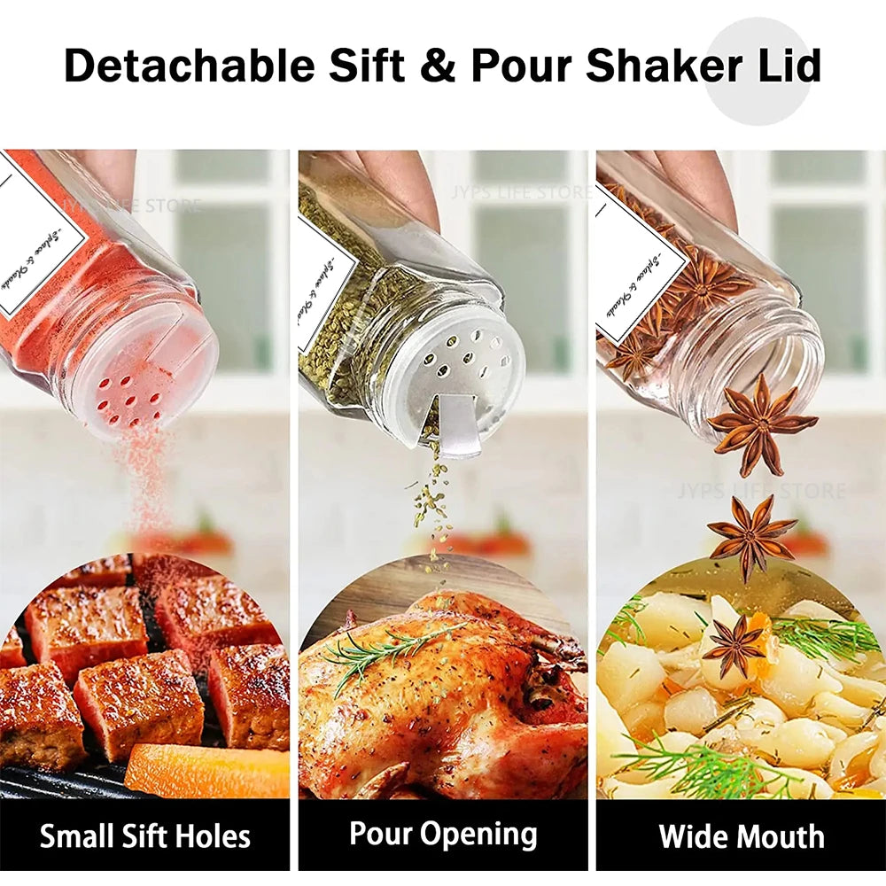 12Pcs Glass Spice Jars with Metal Lids