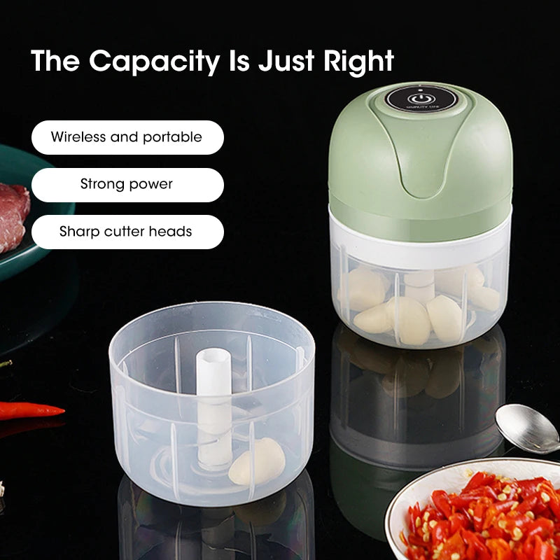 250ml Electric Food Chopper – USB Garlic Masher, Meat & Vegetable Grinder
